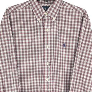 Ralph Lauren Men's Classic Fit Plaid Button Down Shirt Red Green White Large